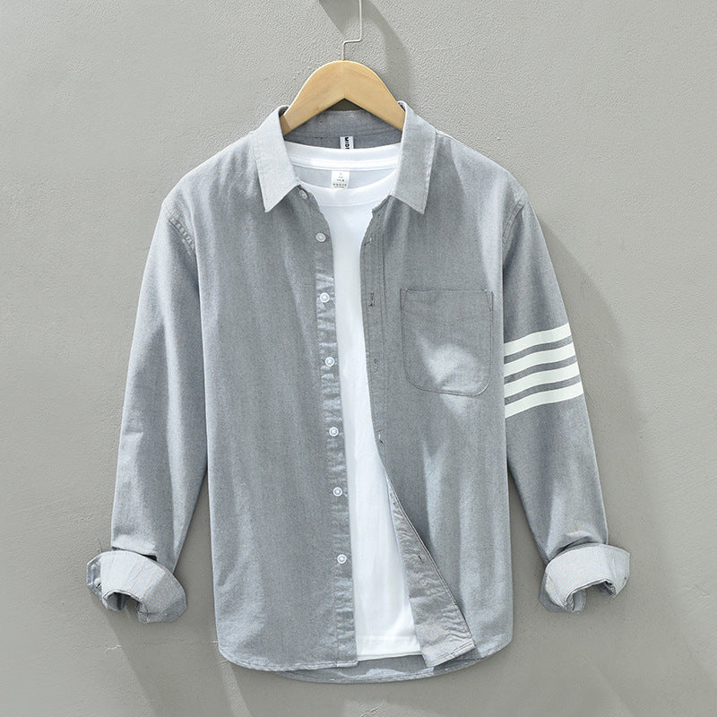 Chemise Arlowe Signature À Manches Avec Rayures Tonales Trois Rayures Lin Coton Minimaliste