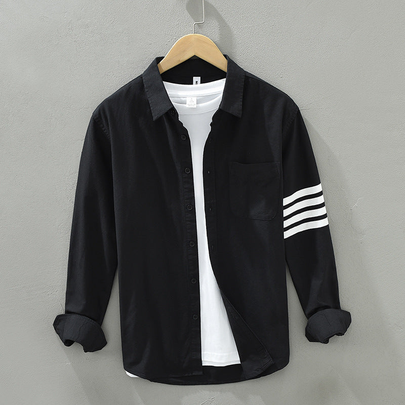 Chemise Arlowe Signature À Manches Avec Rayures Tonales Trois Rayures Lin Coton Minimaliste