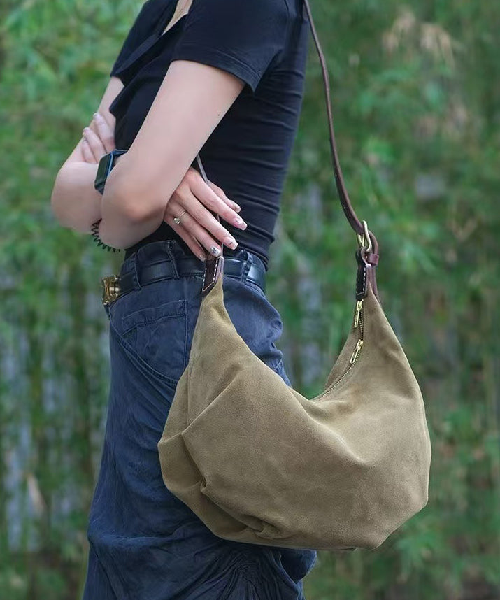 Sac messager en cuir solide et durable vert armée Art - Amawinc