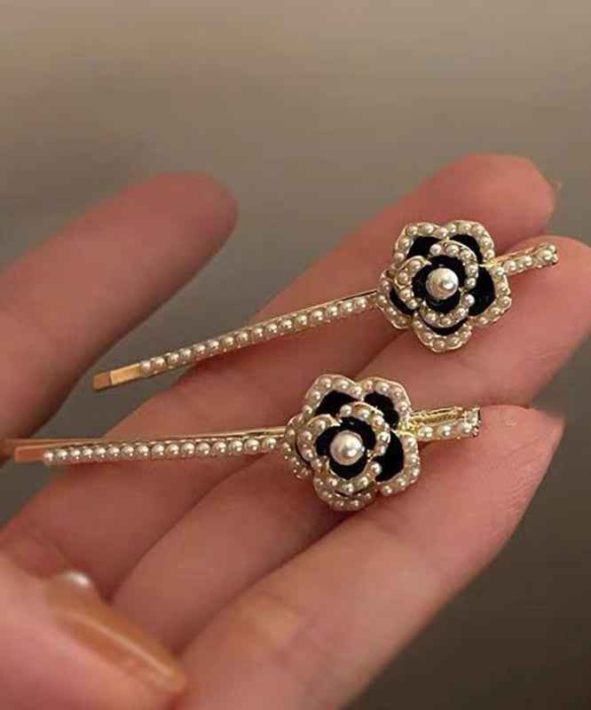 Épingle à cheveux en alliage d'argent sterling et zircone, motif floral et perle - Amawinc