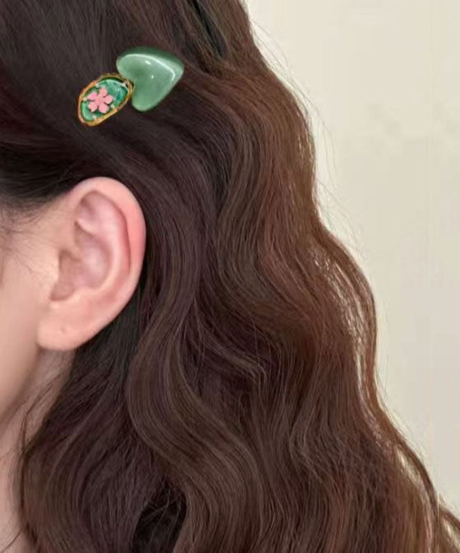 Ensemble de deux épingles à cheveux Art Green Alloy Love Pearl Floral - Amawinc