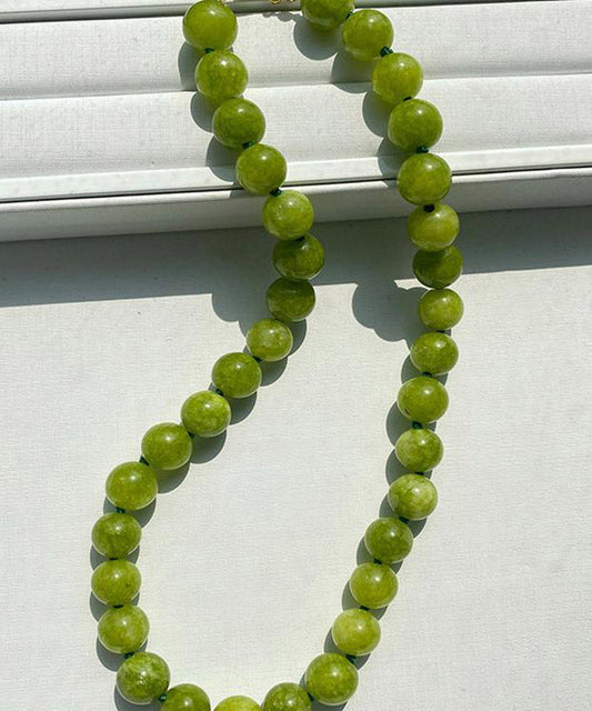 Collier de perles graduées en agate surdorée en cuivre vert artistique - Amawinc
