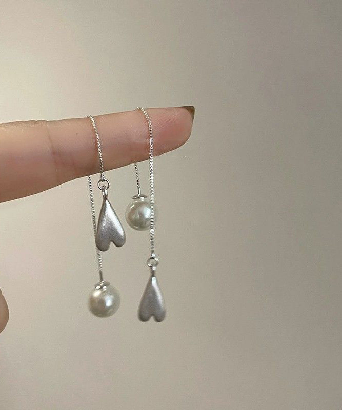 Boucles d'oreilles pendantes à pampilles en perles et cuivre surdoré Art Silk - Amawinc