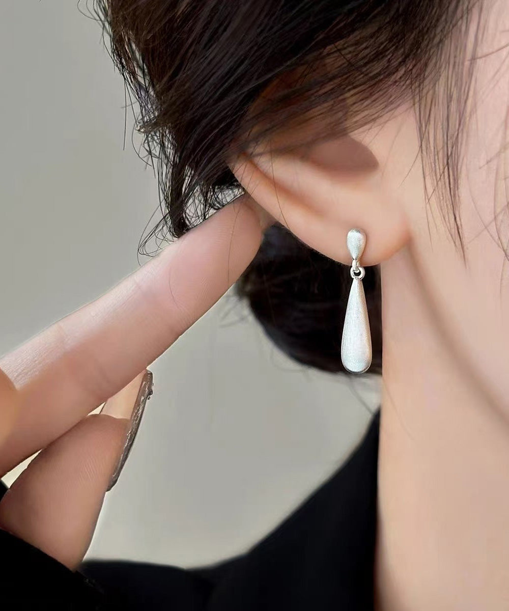 Boucles d'oreilles pendantes en forme de goutte d'eau, en cuivre blanc surdoré, poli mat - Amawinc