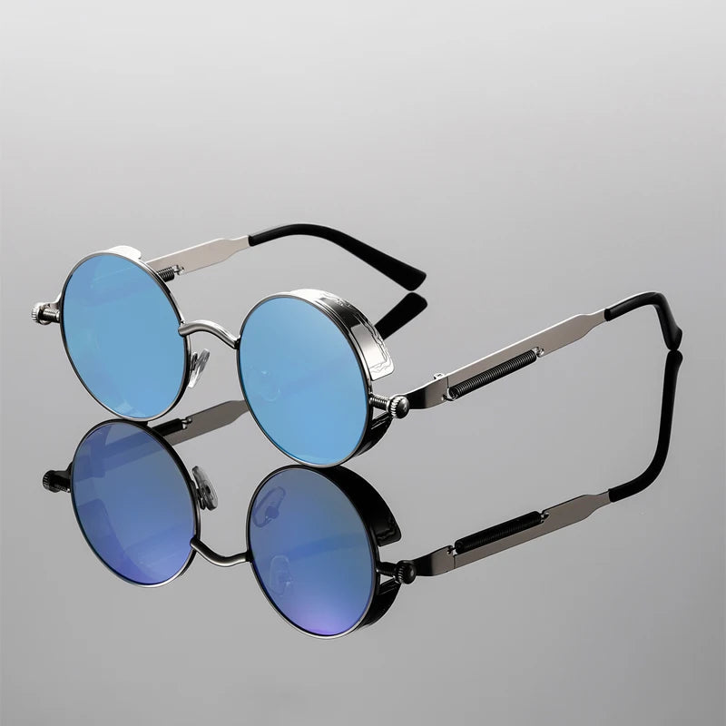 Lunettes de Soleil Astral Gear Style Steampunk Moderne Métal Bicolore Charnières à Ressort UV400 Protection Complète