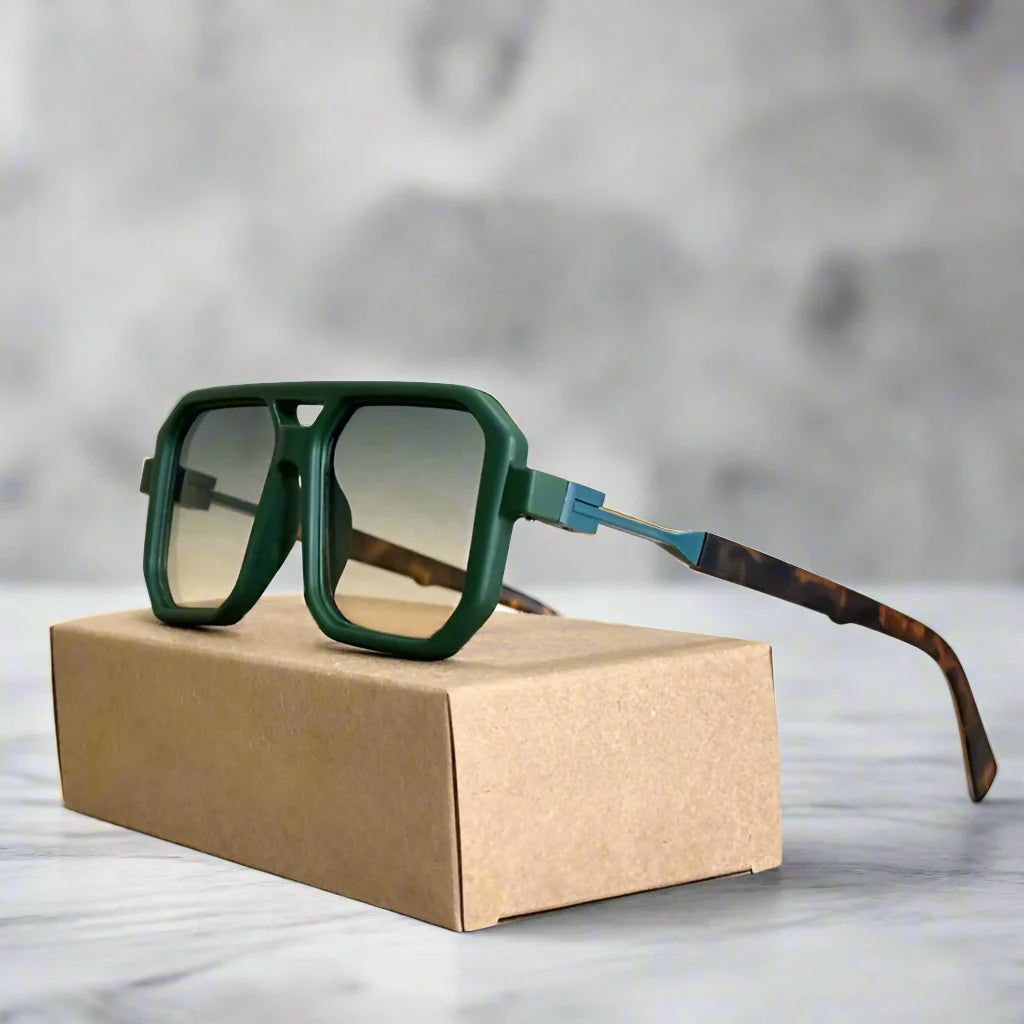 Lunettes De Soleil Aurelian Shades Forme Carrée Avec Lentilles Hexagonales Et Accents Dorés Délicats