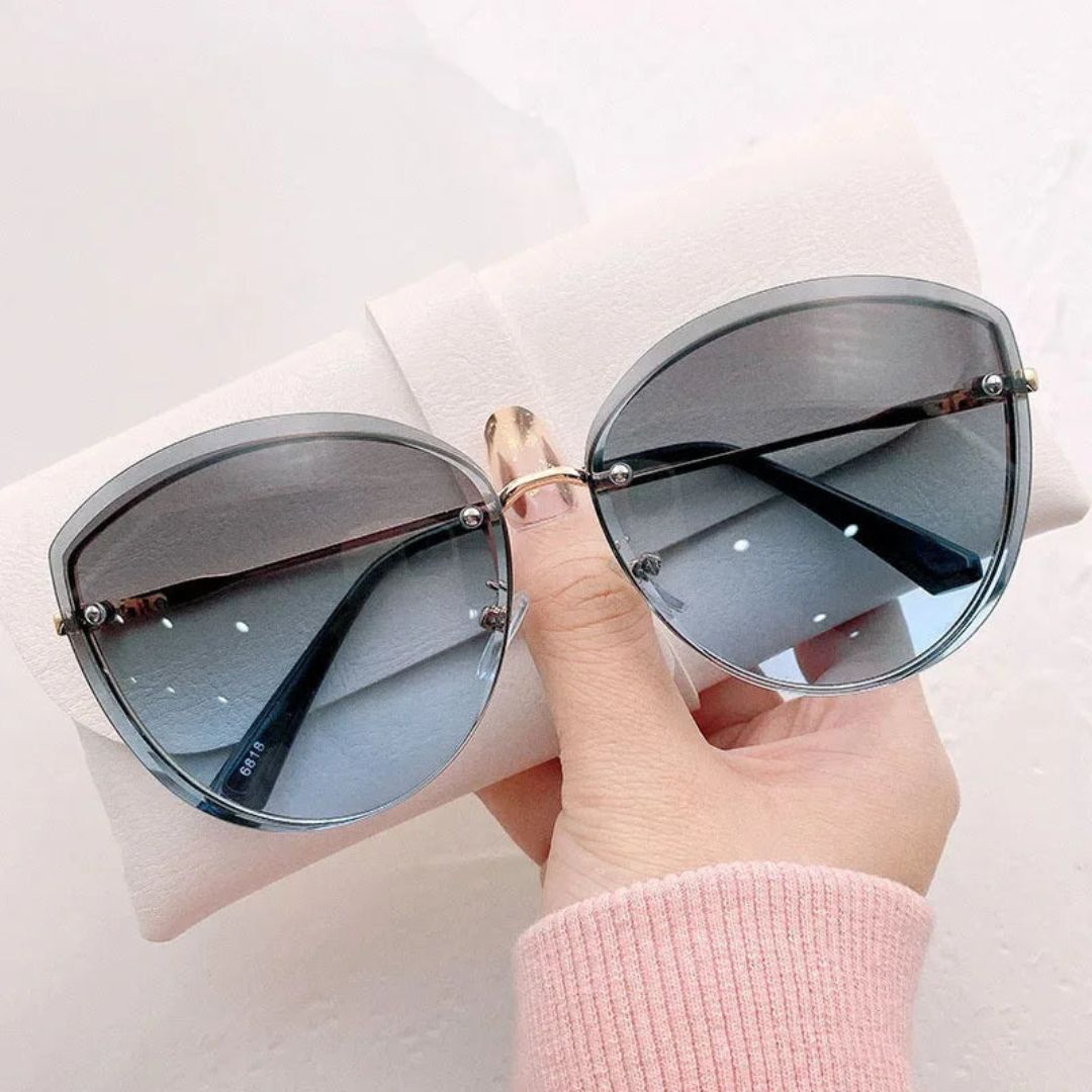 Lunettes De Soleil Sans Monture Aurora Chic Cat Eye Avec Détails Dorés Métal UV400 Protection