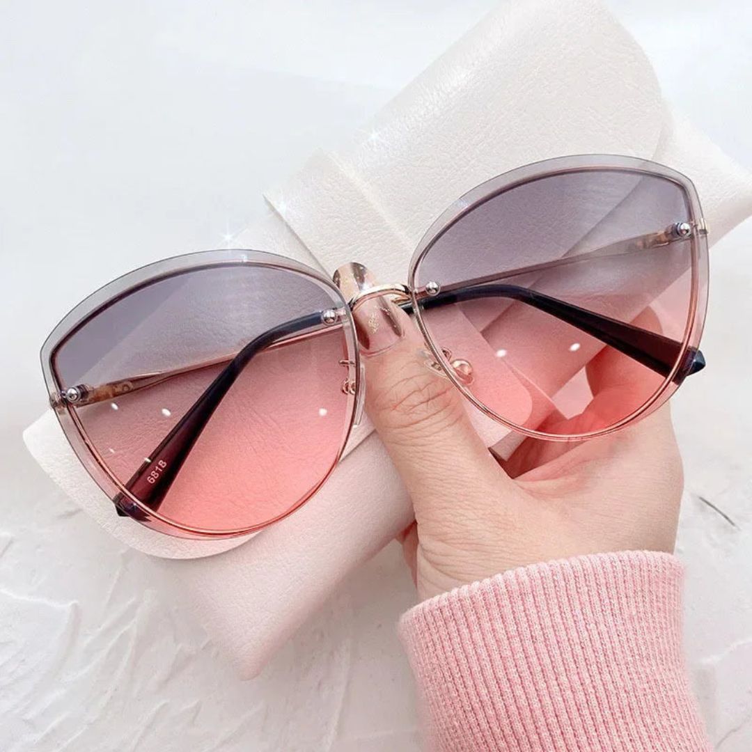 Lunettes De Soleil Sans Monture Aurora Chic Cat Eye Avec Détails Dorés Métal UV400 Protection