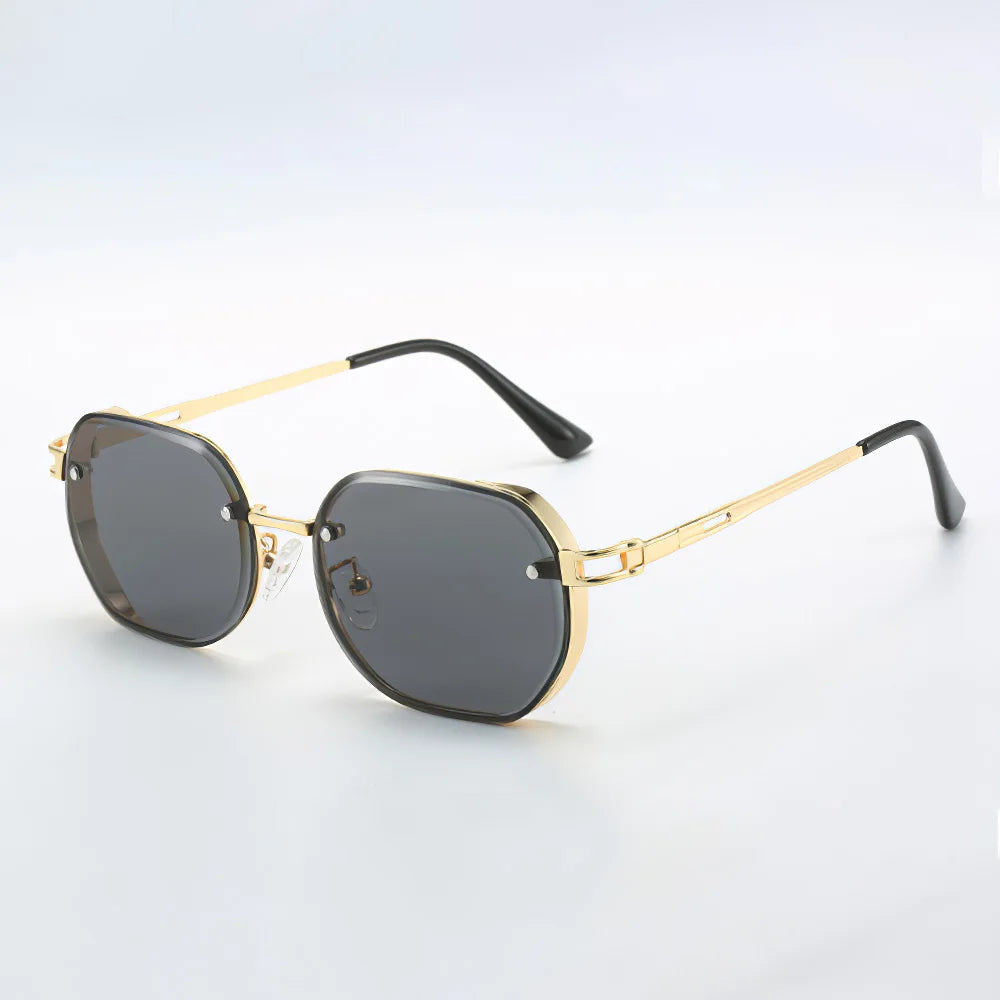 Lunettes De Soleil Octogonales Luxe Aurora Fade Verres Dégradé Violet Monture Or Léger Métal