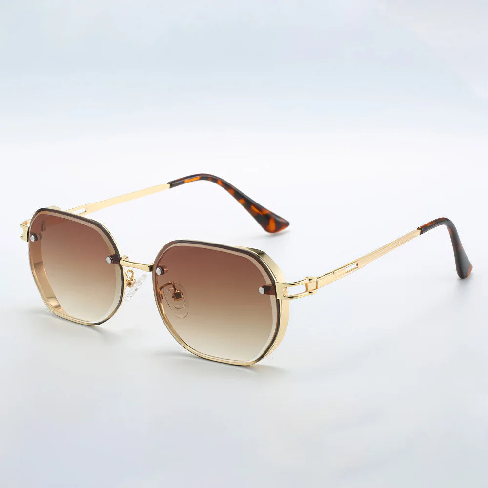 Lunettes De Soleil Octogonales Luxe Aurora Fade Verres Dégradé Violet Monture Or Léger Métal