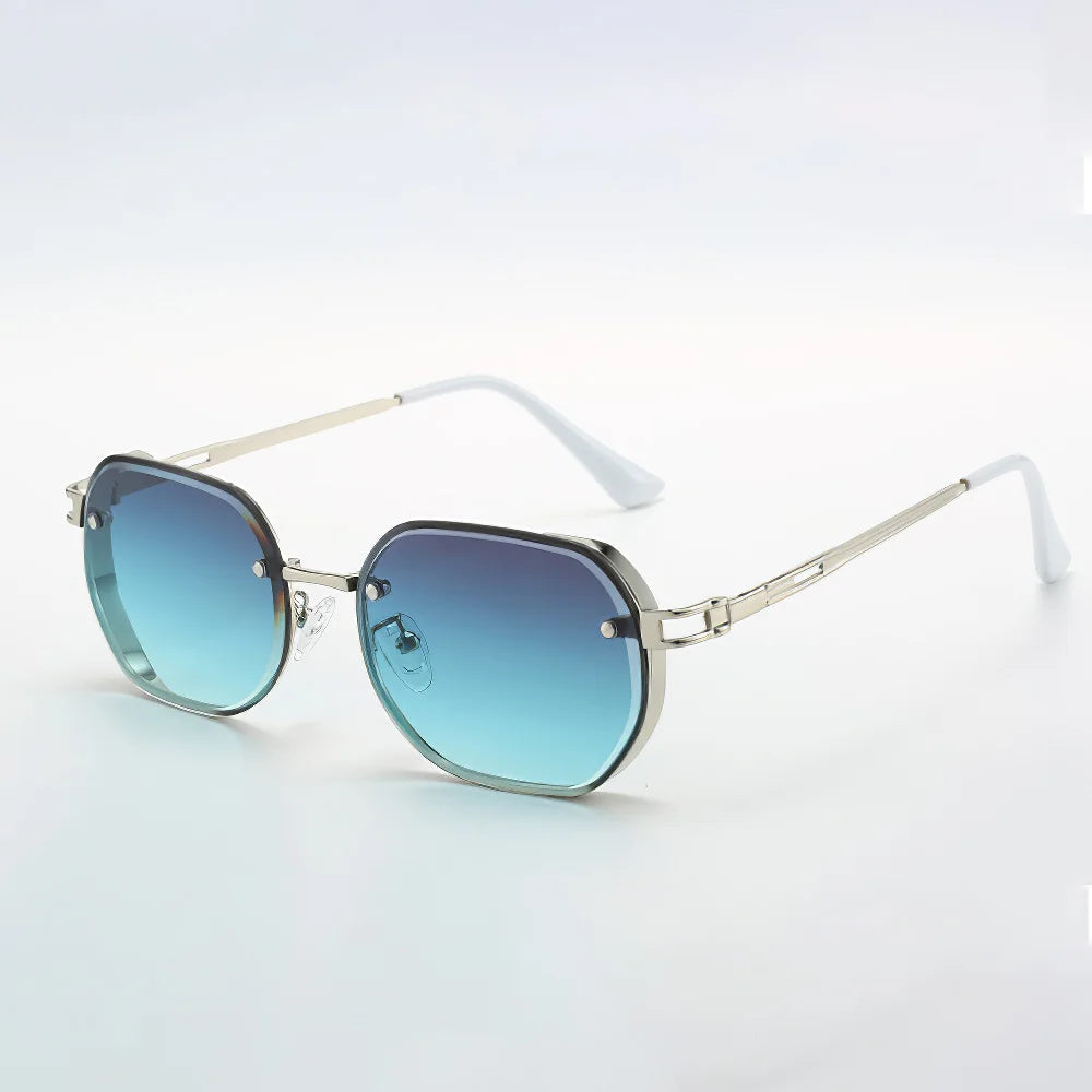 Lunettes De Soleil Octogonales Luxe Aurora Fade Verres Dégradé Violet Monture Or Léger Métal