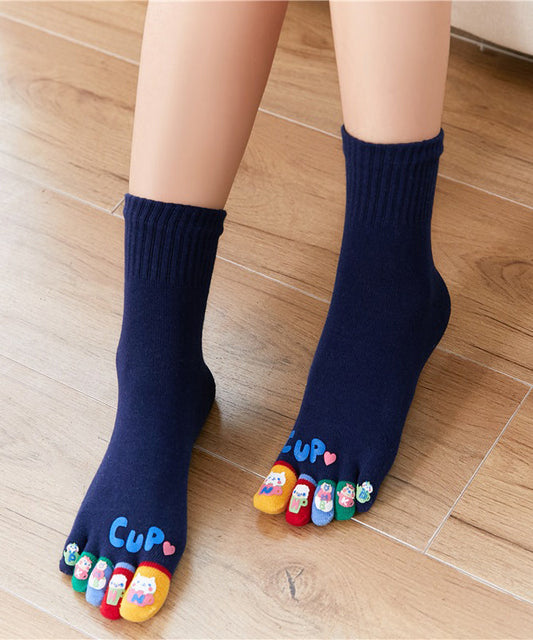 Chaussettes épaisses à cinq doigts, mignonnes et tendance, style automne-hiver, motif dessin animé. - Amawinc