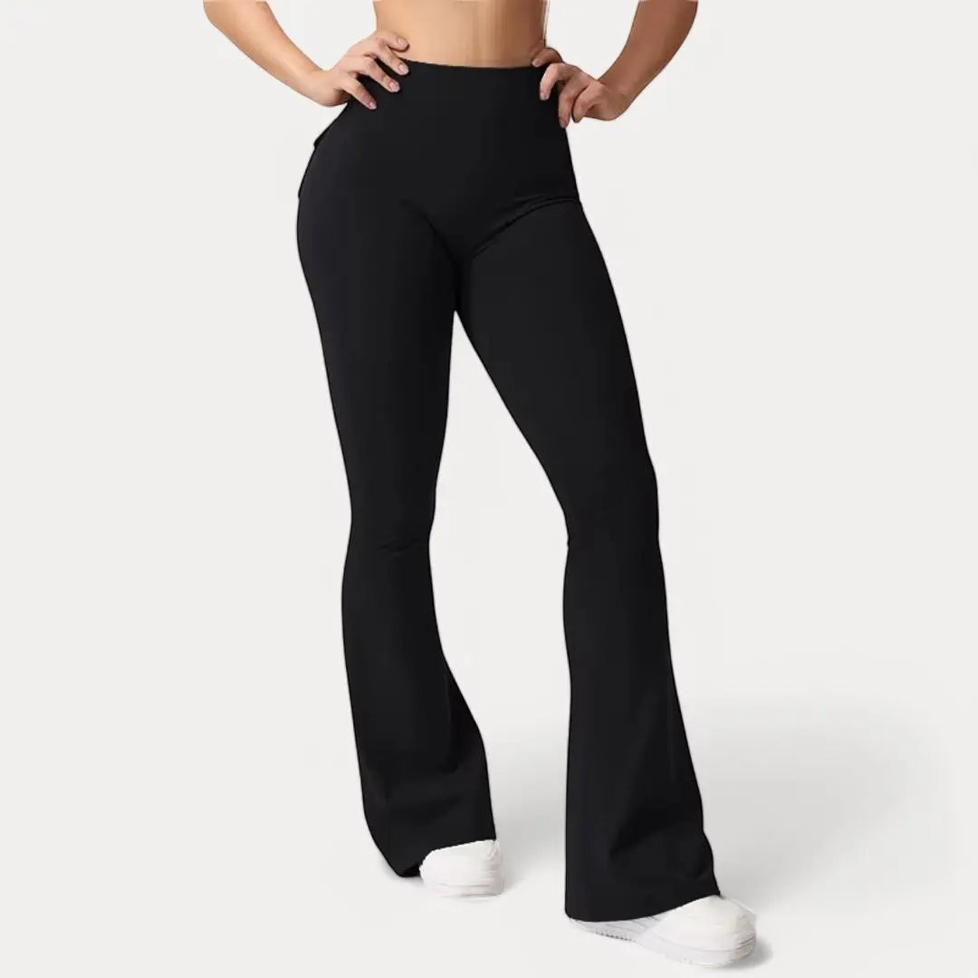Leggings Flare Avec Poches Scrunch Taille Haute Pour Entraînement Et Quotidien Confortables