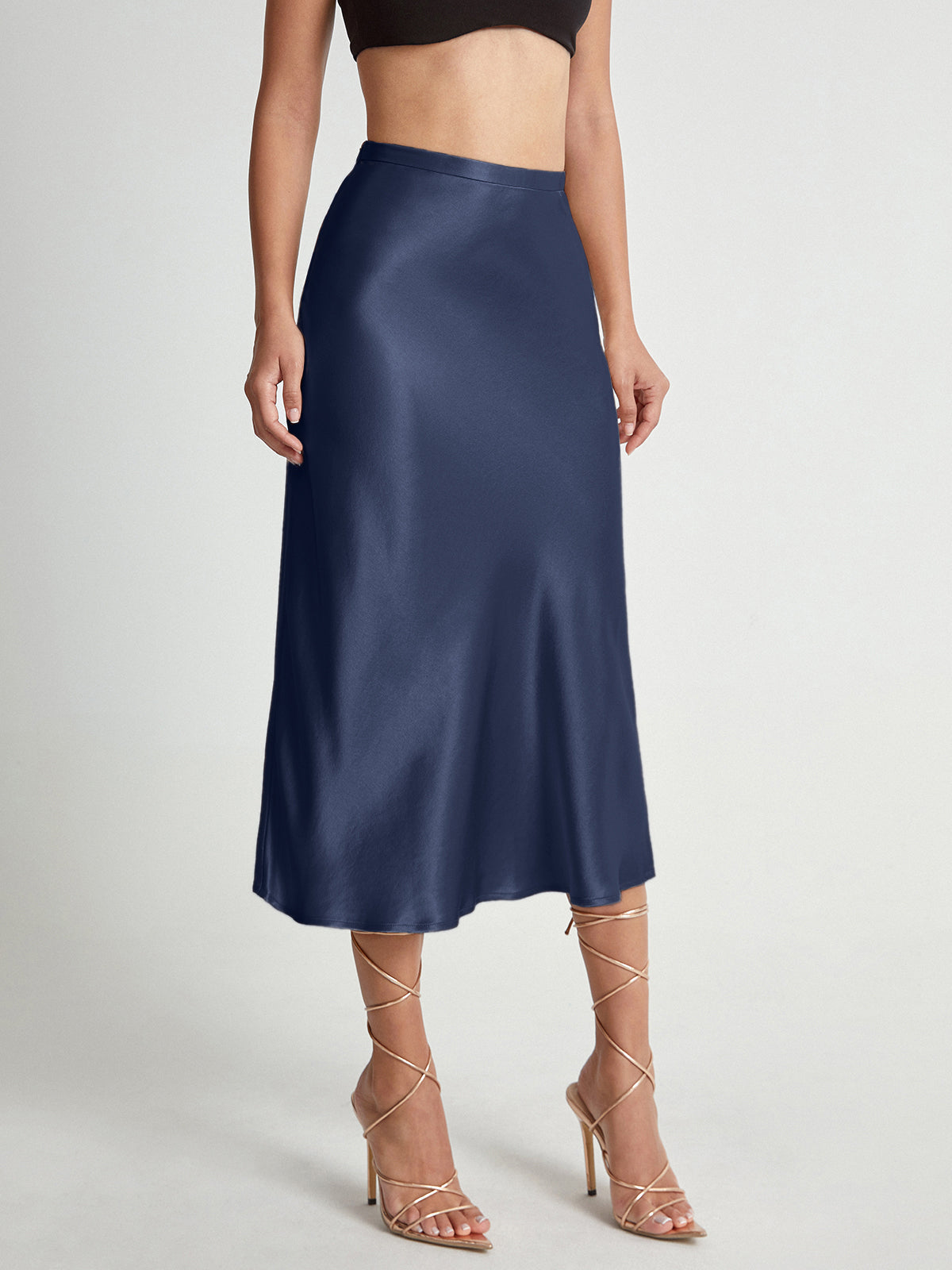 Jupe Midi Satinée Femme Coupe Biais A Ligne Élégante Et Brillante Parfaite Pour Jour Et Soirée