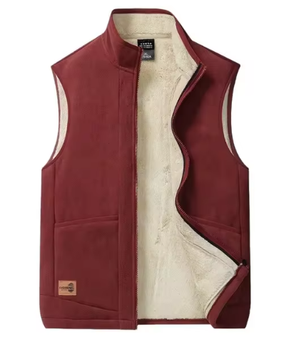 Gilet Hiver Sans Manches Pour Homme En Mélange De Laine Isolé Avec Poches Zippées