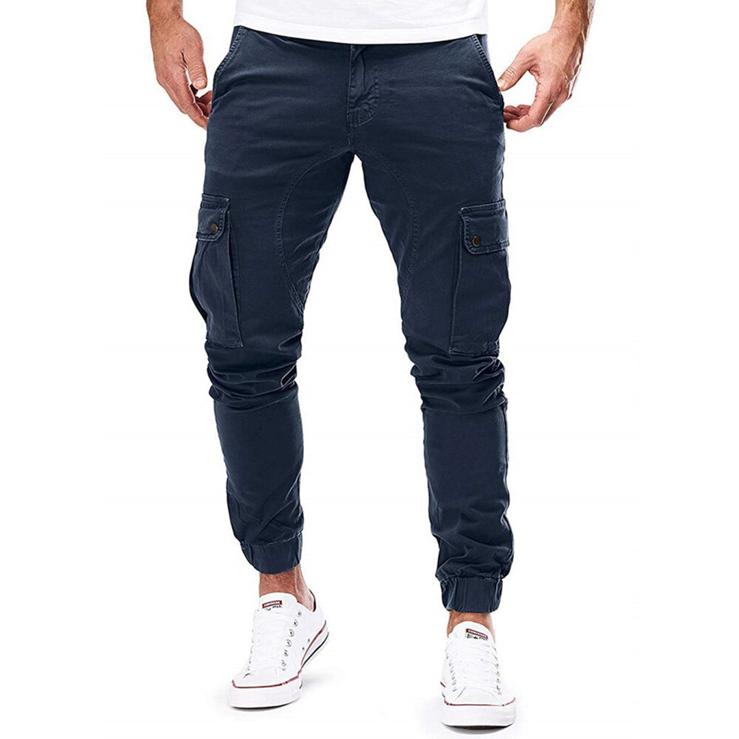 Pantalon Cargo Homme À Coupe Tapered Avec Ceinture Ajustable Et Ourlets Élastiques