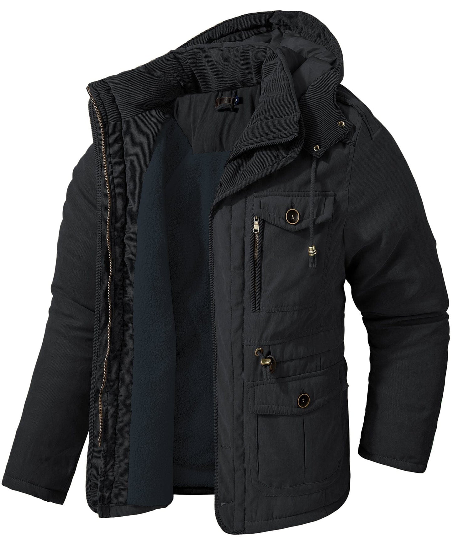Veste Isolante Hivernale Pour Homme Avec Doublure Polaire Et Capuche Lourde Durable Amawinc