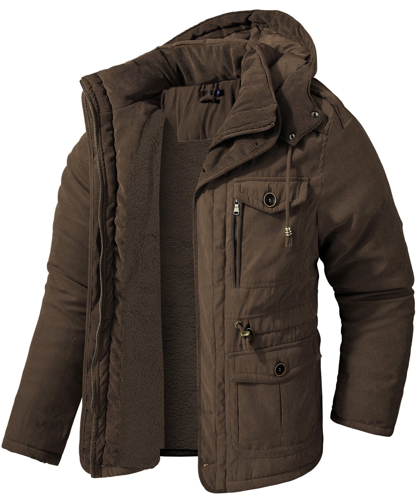 Veste Isolante Hivernale Pour Homme Avec Doublure Polaire Et Capuche Lourde Durable Amawinc