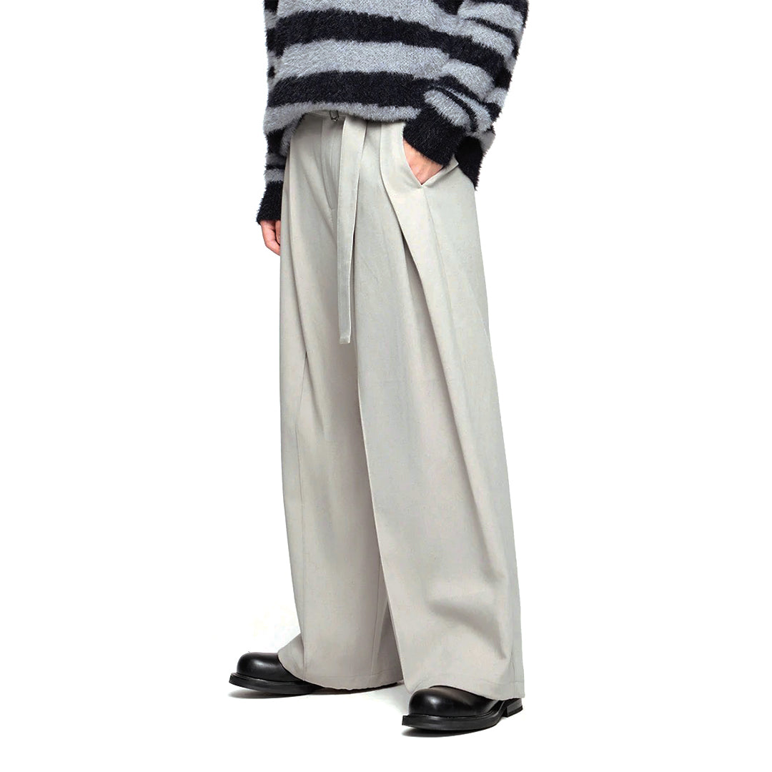 Pantalon Décontracté À Jambe Large Amawinc En Coton De Poids Moyen À Taille Élastique Confort Tailoré