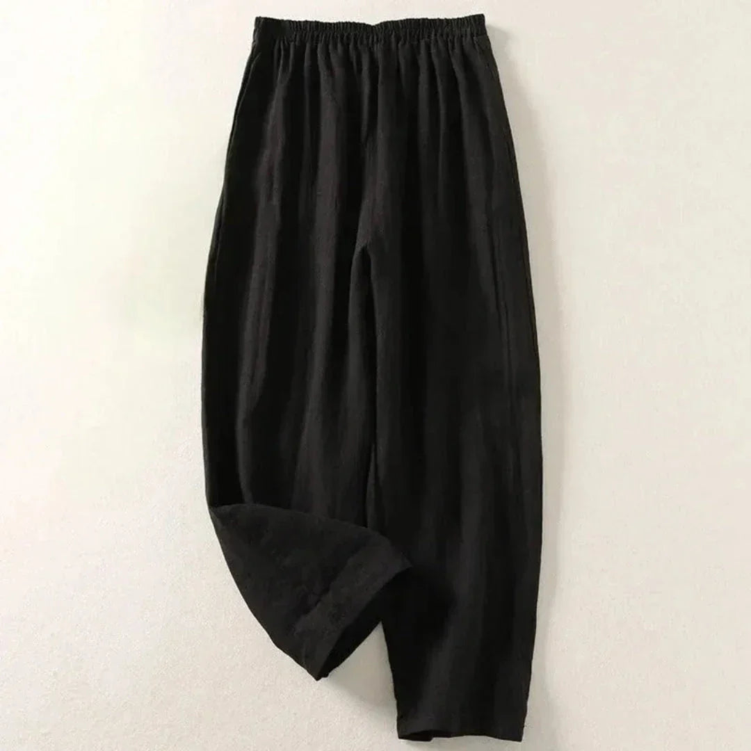 Bea Pantalon En Lin Léger Pour Été À Taille Elastiquée Et Coupe Courte Fluide Confortable