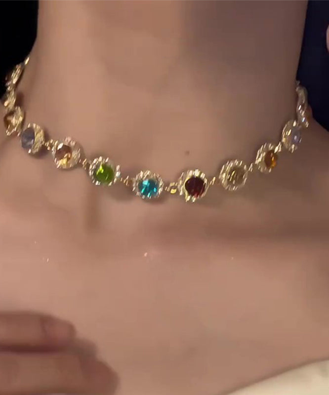 Magnifique collier Overgirl en cuivre doré et zircon - Amawinc