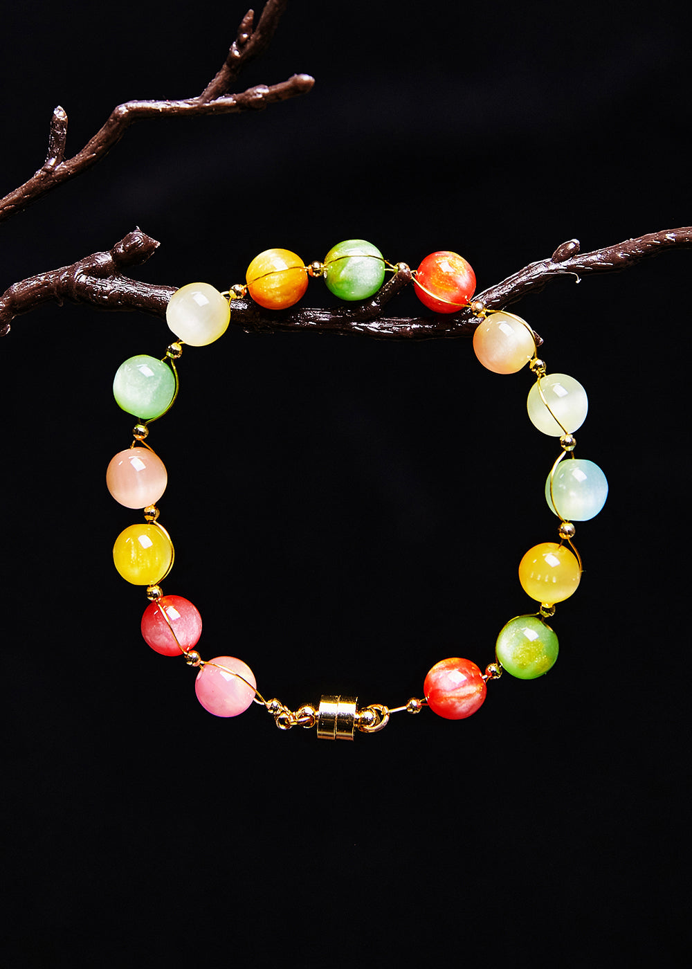 Magnifique bracelet fin en jade multicolore - Amawinc