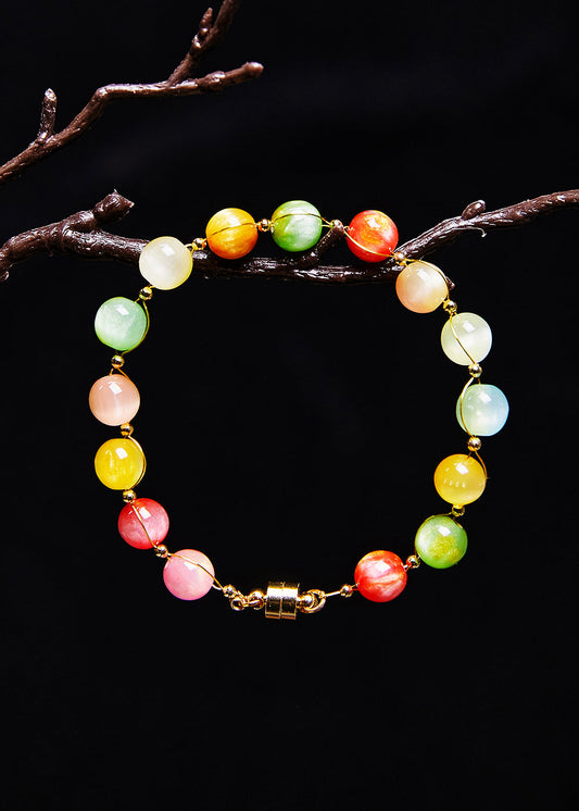 Magnifique bracelet fin en jade multicolore - Amawinc