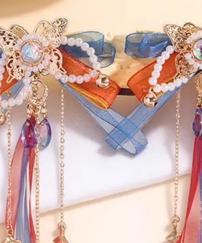 Belle paire d'épingles à cheveux pour filles, en alliage de cuivre arc-en-ciel, avec perles, nœud et ruban - Amawinc