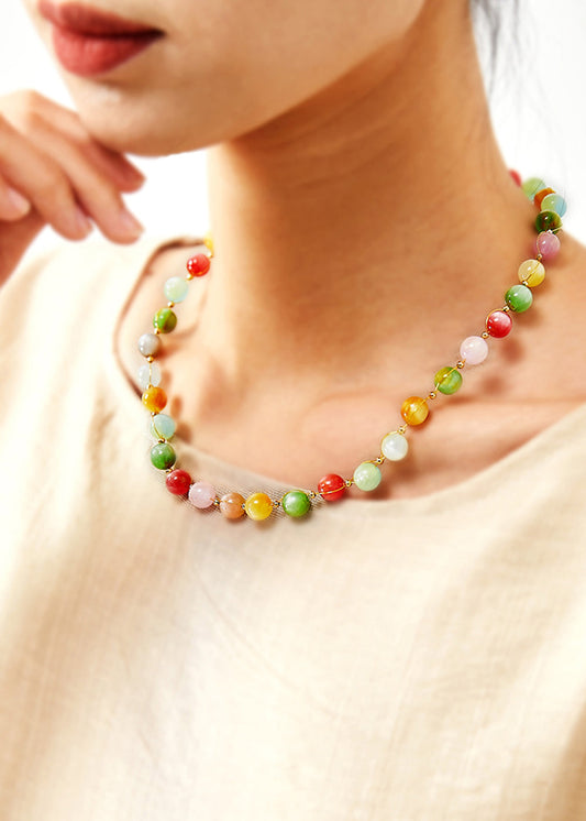 Magnifique collier de princesse en jade arc-en-ciel - Amawinc