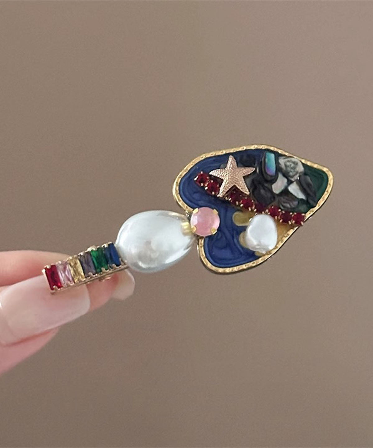 Épingle à cheveux en métal arc-en-ciel avec perle d'amour - Amawinc