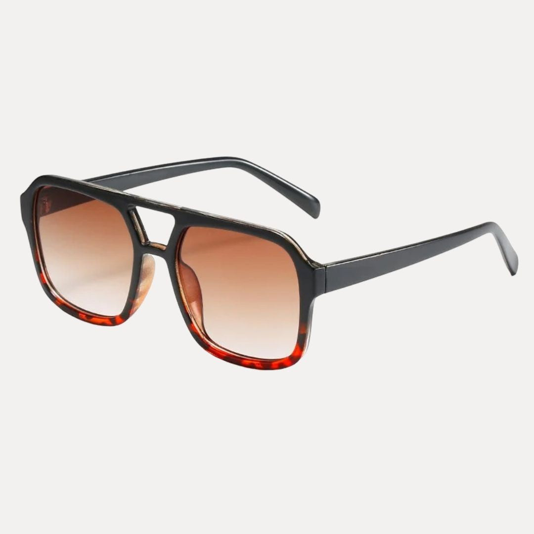 Lunettes de Soleil Carrées Bella Luxe Écaille de Tortue Verres UV400 Pont Double pour Femme