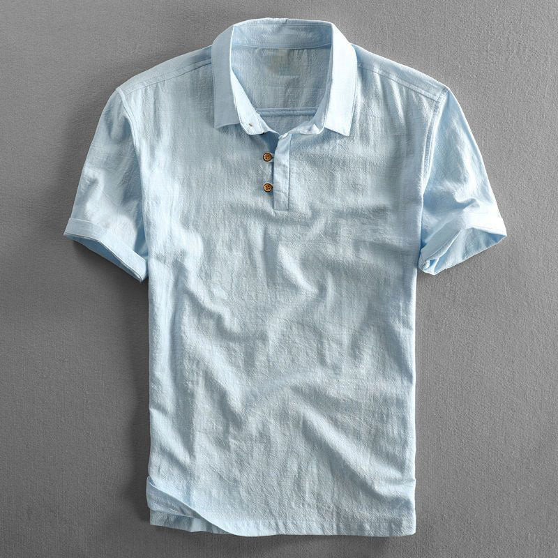 Polo Torino en Lin Lin-Coton pour Homme Léger et Respirant Col Polo Classique Amawinc