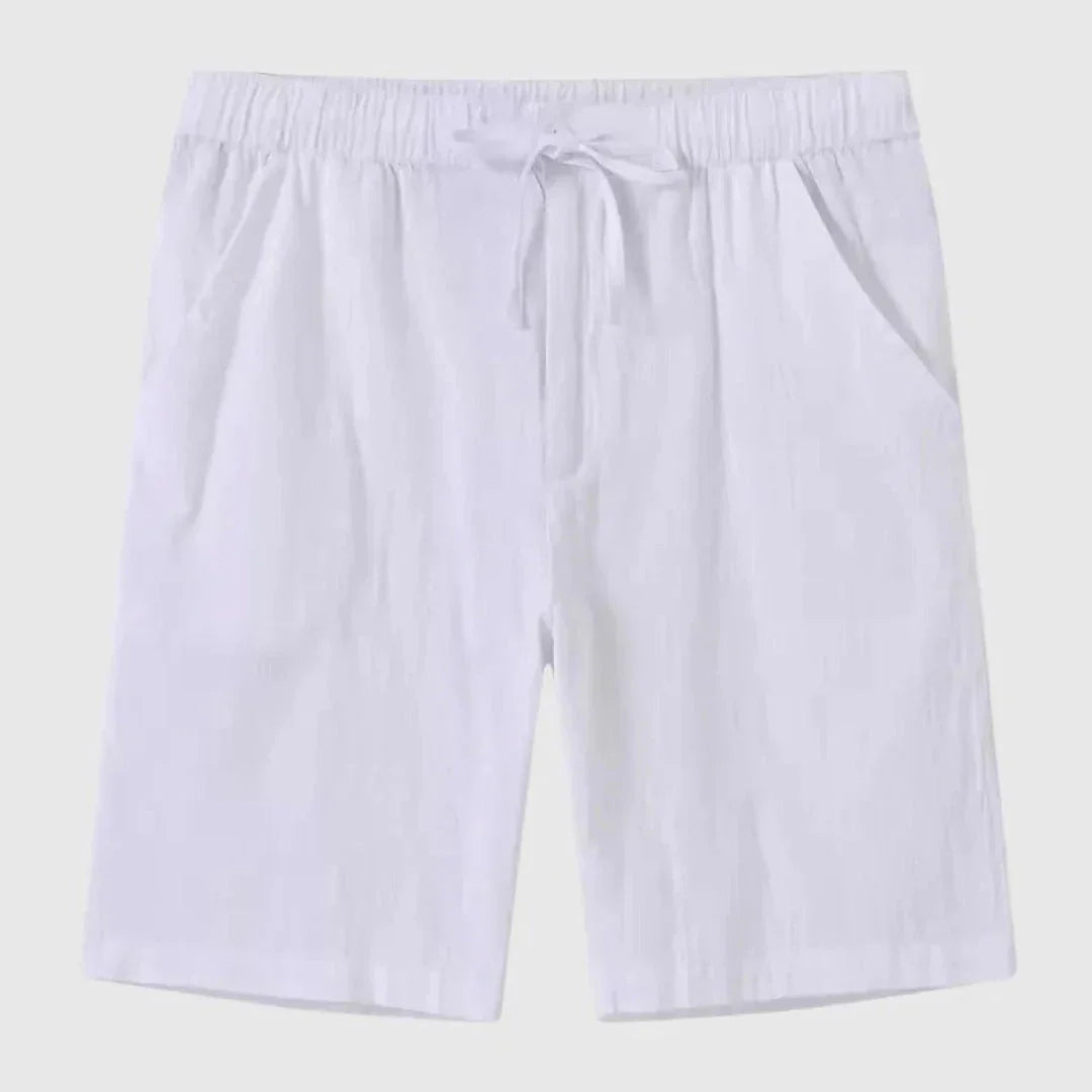Shorts Décontractés À Taille Moyenne Avec Cordons En Mélange Coton Lin Pour Homme Confort Estival Respirant