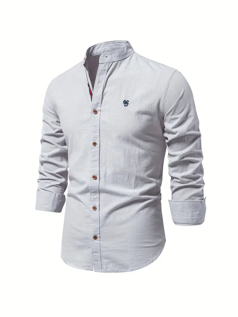 Chemise Homme Slim Fit en Coton Vert à Boutons Avant Respirante pour Printemps Été