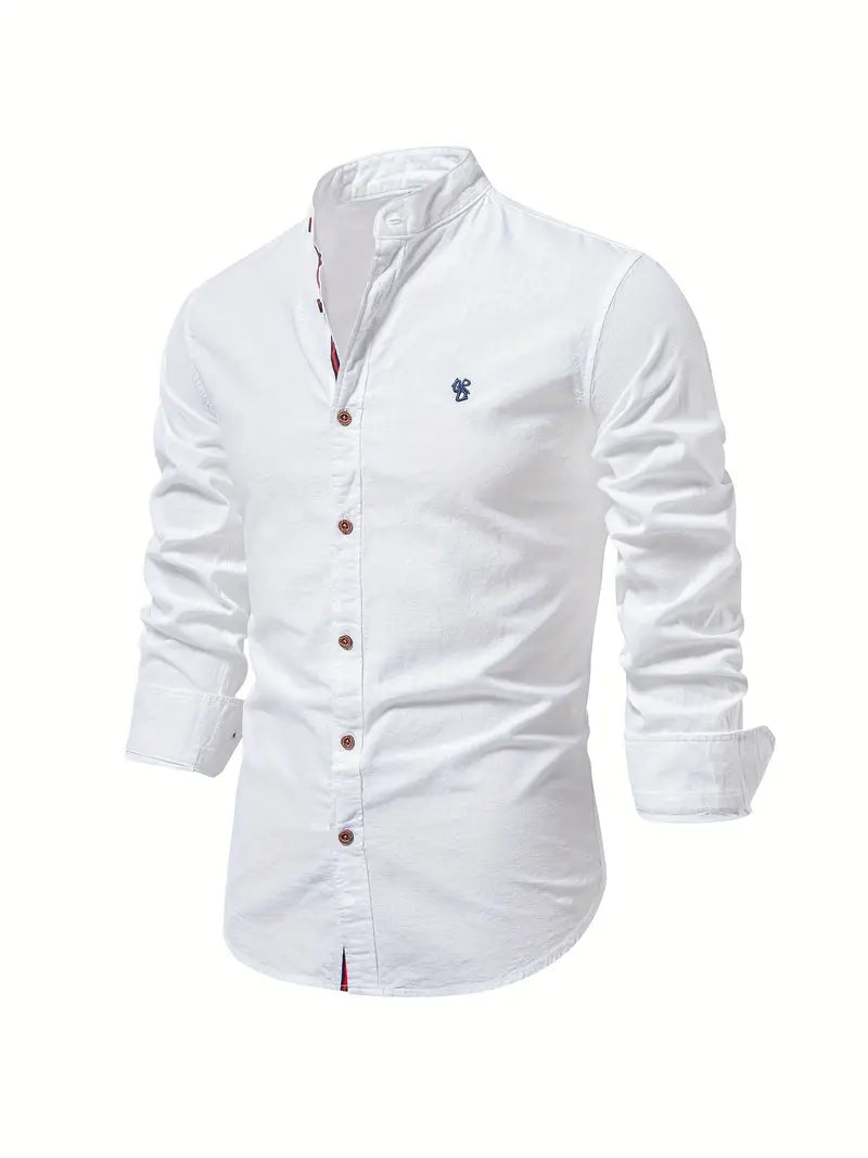 Chemise Homme Slim Fit en Coton Vert à Boutons Avant Respirante pour Printemps Été