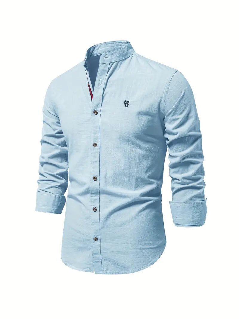 Chemise Homme Slim Fit en Coton Vert à Boutons Avant Respirante pour Printemps Été