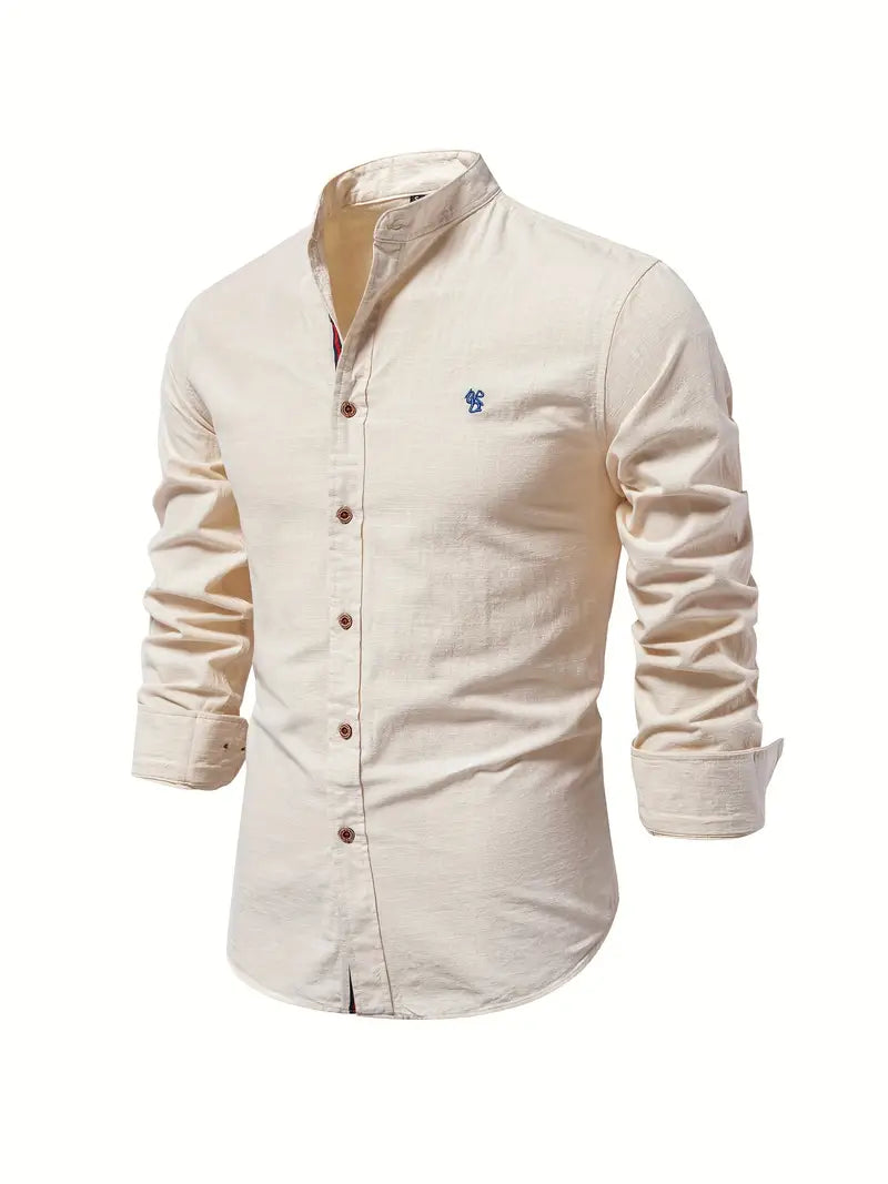 Chemise Homme Slim Fit en Coton Vert à Boutons Avant Respirante pour Printemps Été