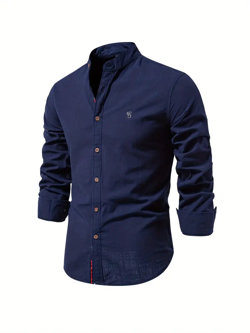 Chemise Homme Slim Fit en Coton Vert à Boutons Avant Respirante pour Printemps Été