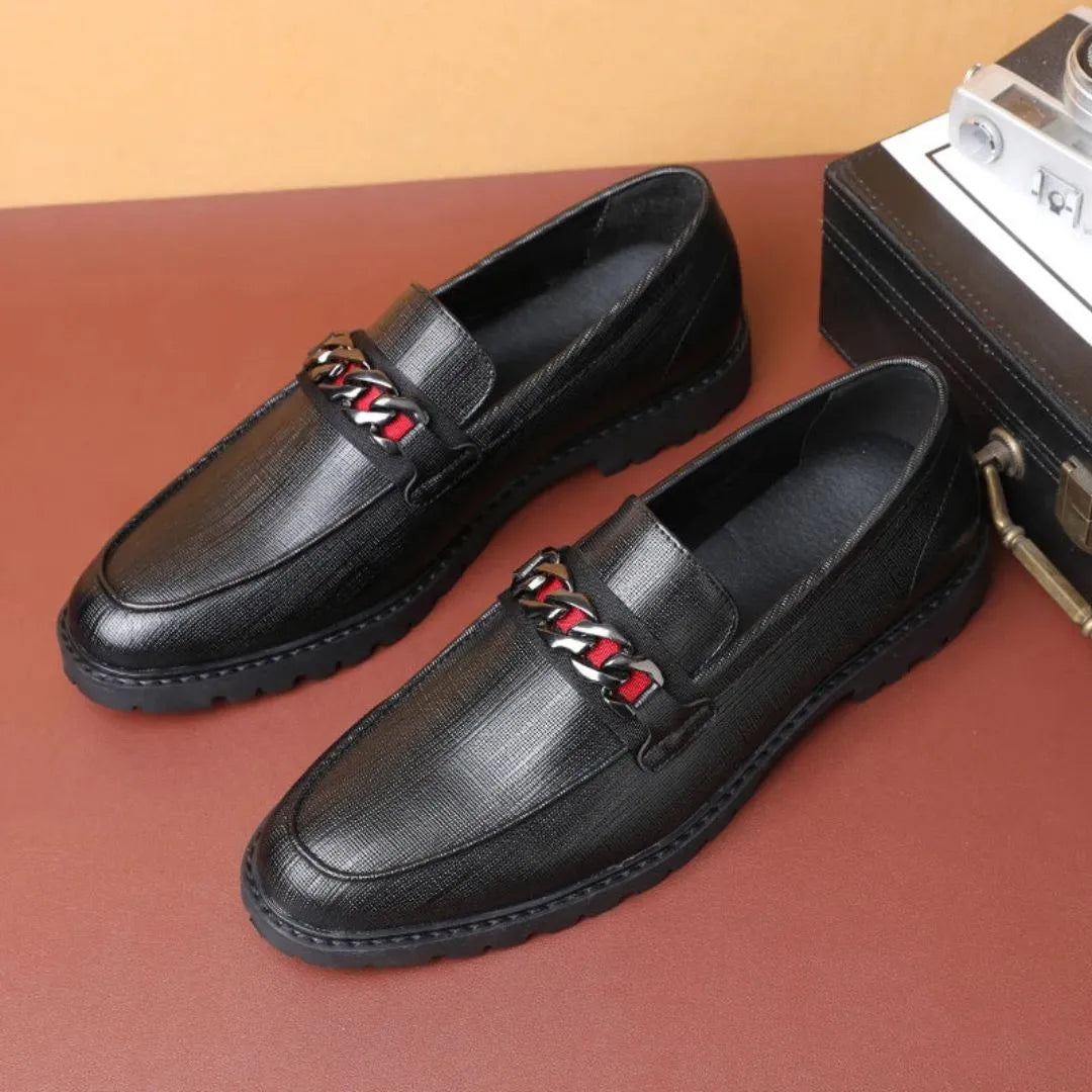 Mocassins Bennett Luxe En Cuir Texturé Avec Chaîne Et Semelle Rembourrée Pour Homme