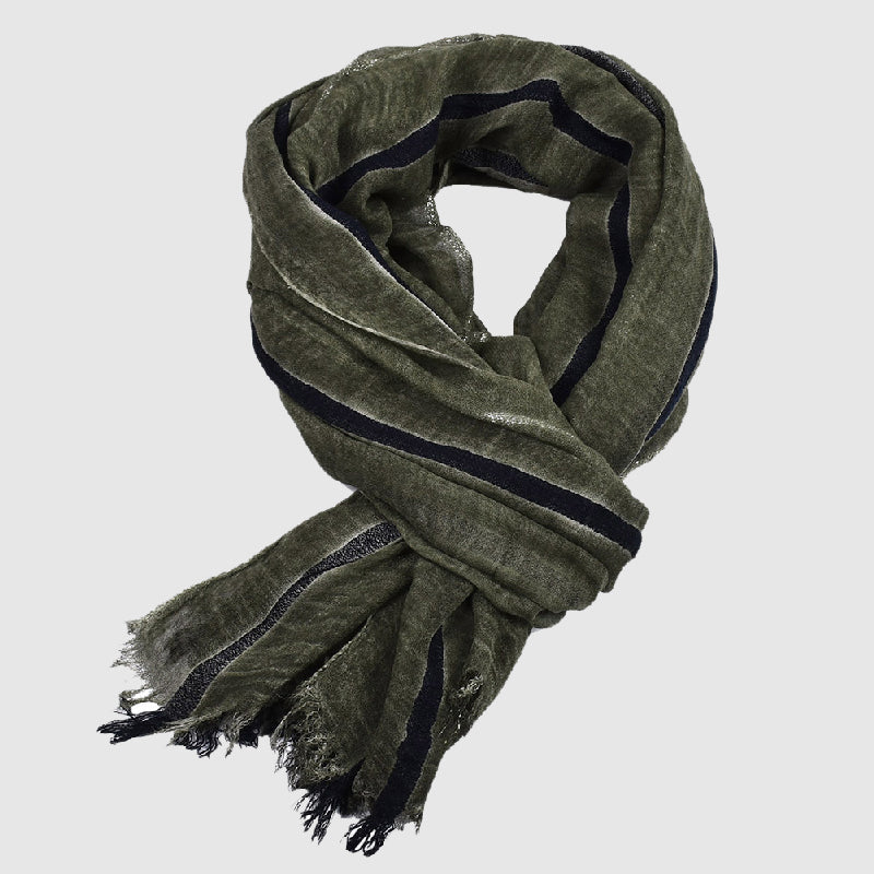 Foulard Bergamo Fil Doré À Rayures Contrastées Avec Franges Subtiles Pour Élégance Quotidienne