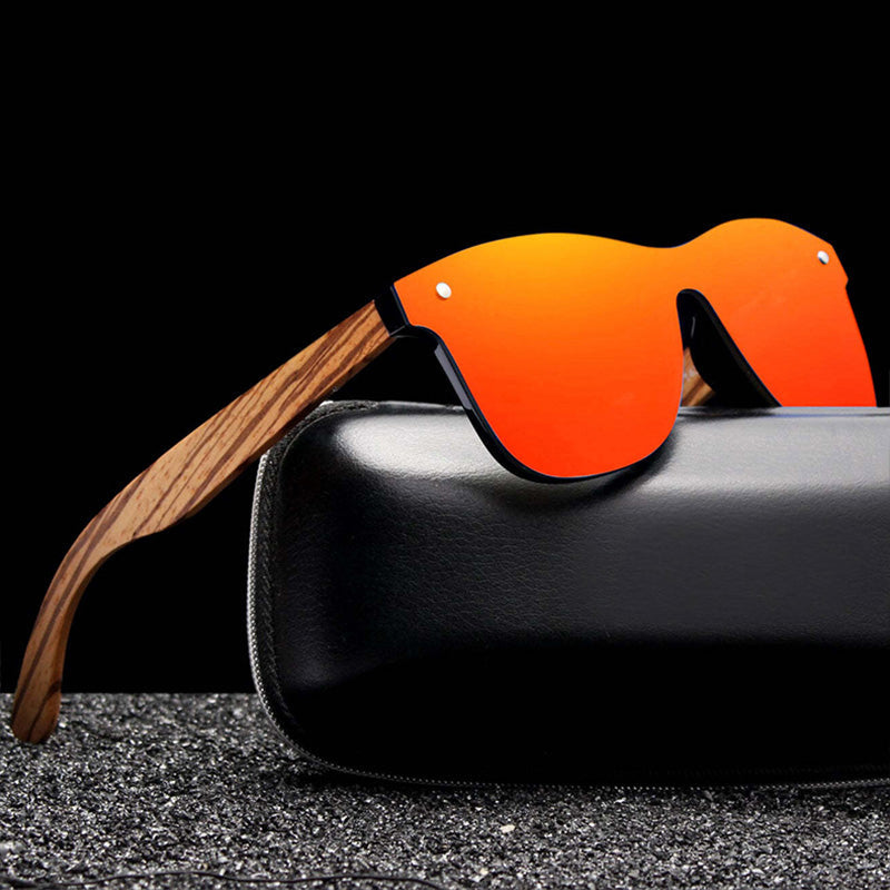 Bergen Lunettes de Soleil en Bois Zebrano Verres Polarisés UV400 Style Sportif Moderne