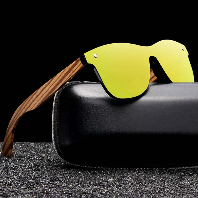Bergen Lunettes de Soleil en Bois Zebrano Verres Polarisés UV400 Style Sportif Moderne