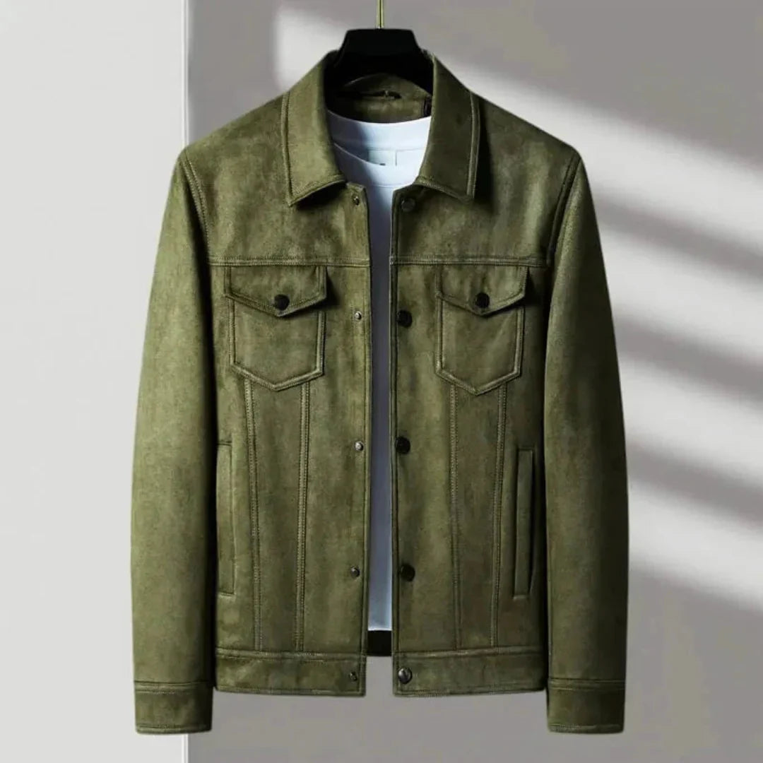 Waylynn Veste En Daim Vintage Pour Homme Avec Boutons Devant Poches De Poitrine Silhouette Taillée