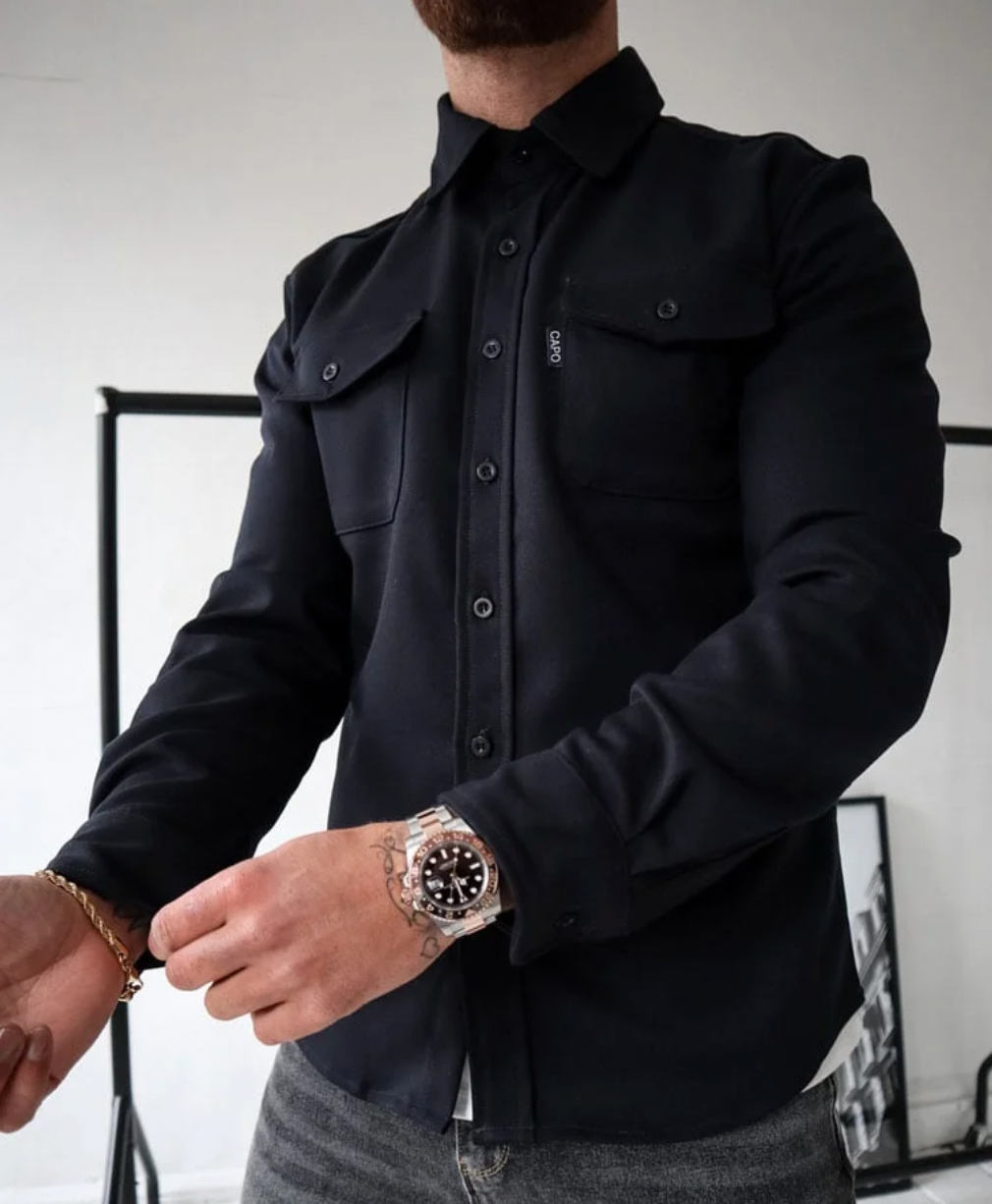 Veste Chemise En Coton Pour Homme Avec Boutons Poches Poitrine Manche Longue Décontractée