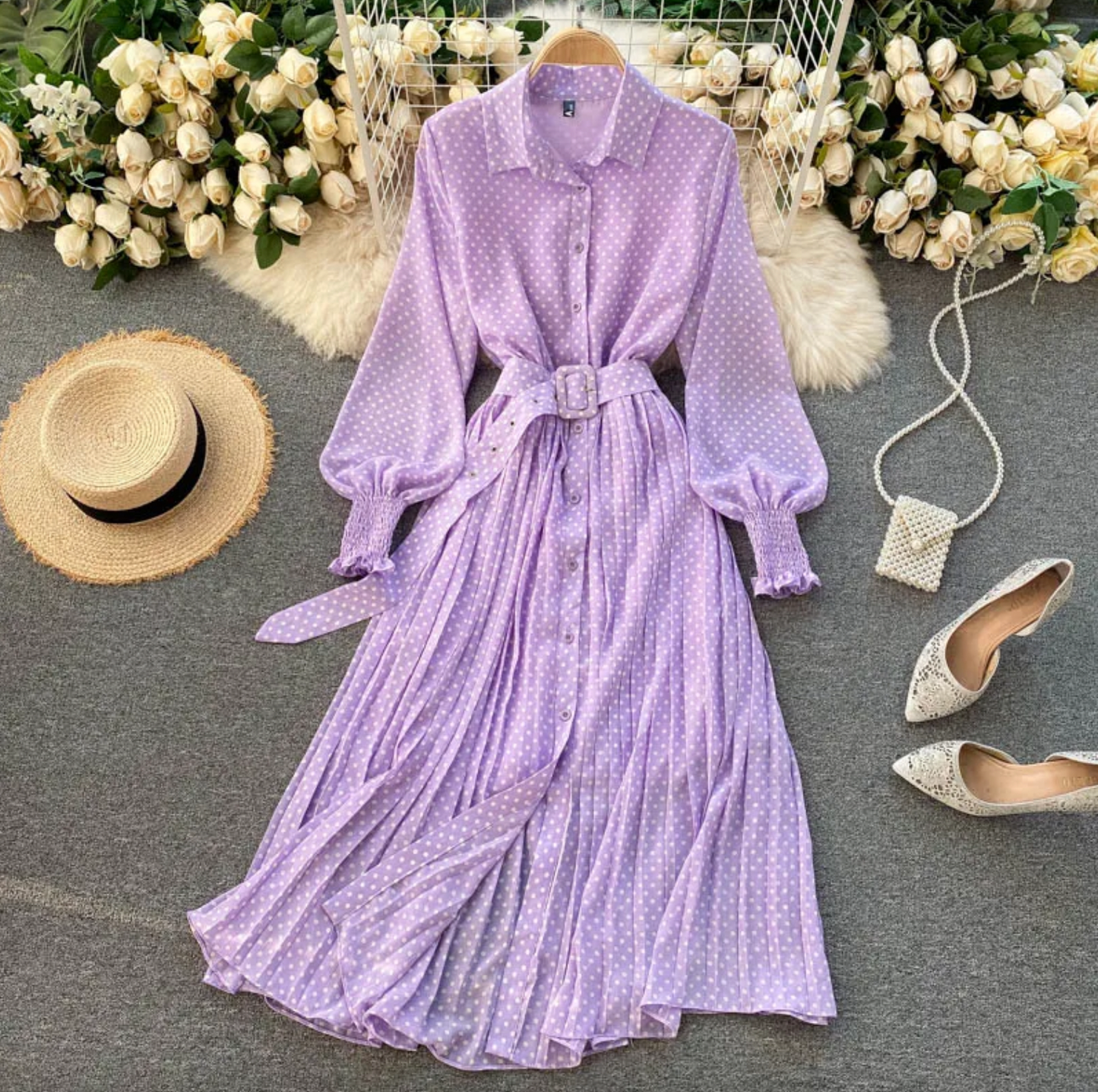 Wickelkleid mit langen Ärmeln und Seitenschlitz für Damen