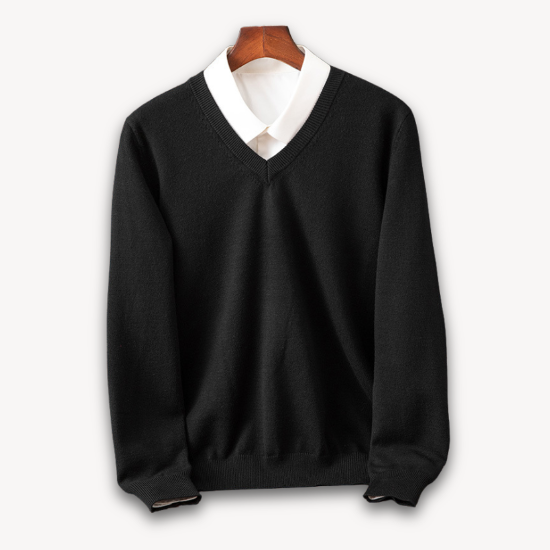 Amawinc Pull Homme Col V Slim Fit En Maille Douce Avec Bords Côtes Pour Style Polyvalent