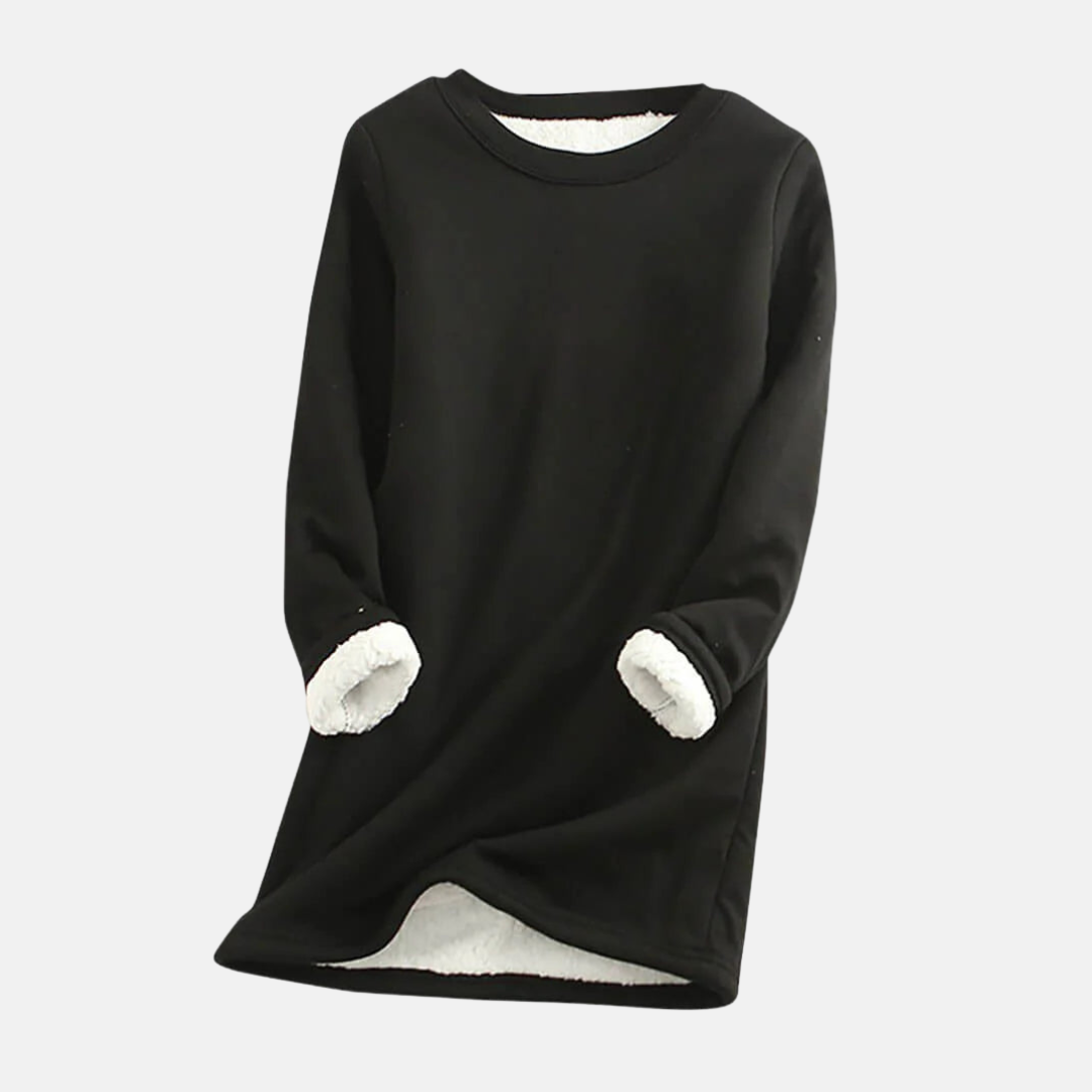Sweatshirt Femme Tricot Coupe Décontractée Col Rond En Peluche Doublé Confort Luxueux