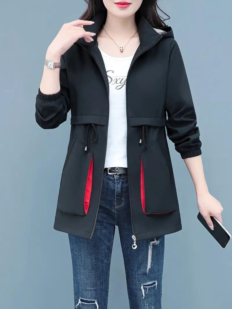 Yulmar: Lässige Zip-Hoodie-Windbreakerjacke mit langen Ärmeln