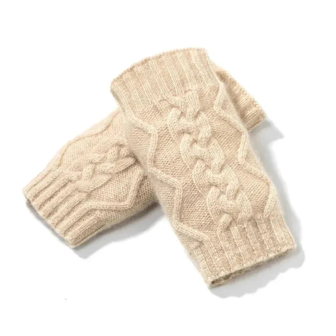 Gants Sans Doigts En Cachemire Tricot Câble Premium Luxueux Pour Confort et Chaleur