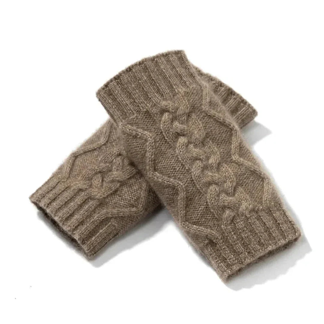 Gants Sans Doigts En Cachemire Tricot Câble Premium Luxueux Pour Confort et Chaleur